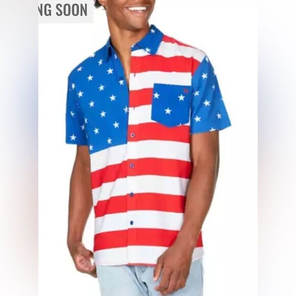 Tipsy Elves American flag button down sz XL - Picture 5 of 12